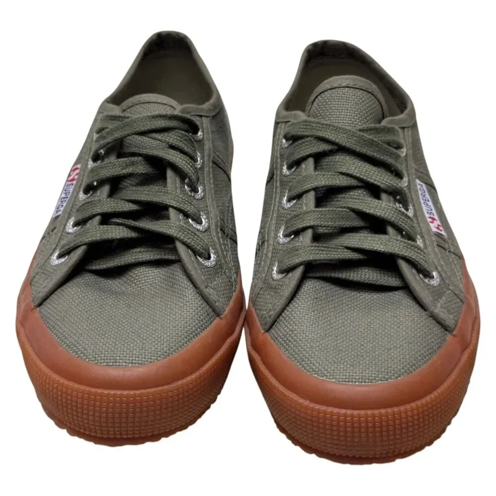 Superga 2750 COTU Classic Womens 5.5 Olive Green Canvas Sneakers Low Top